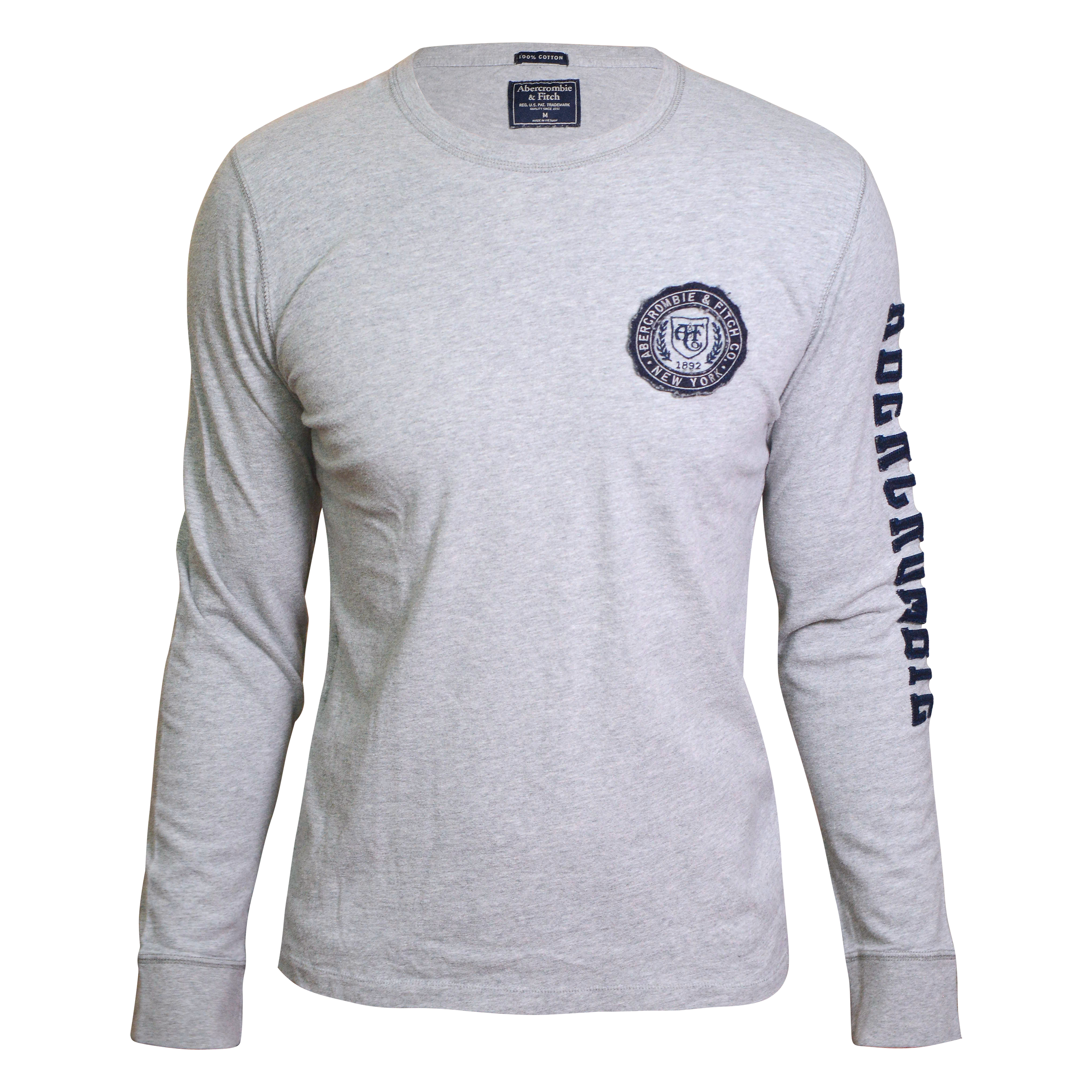 Abercrombie Grey Chest Logo Long Sleeve T-Shirt