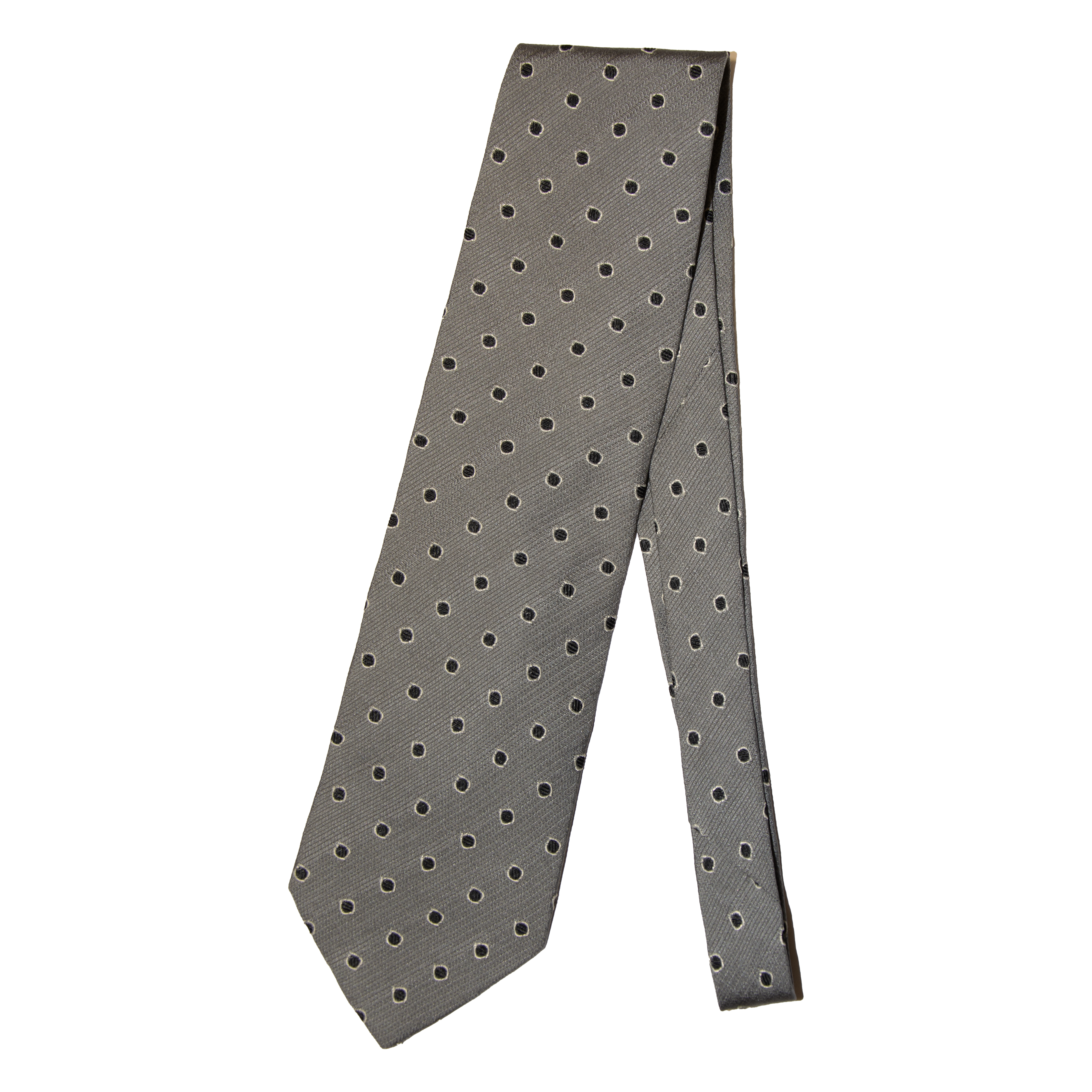 Armani Grey Black Polka Dot Tie