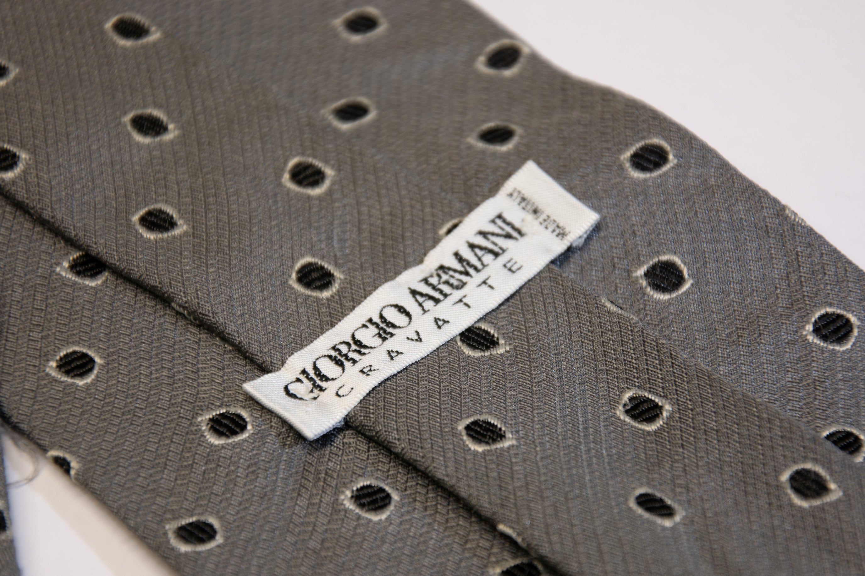 Armani Grey Black Polka Dot Tie