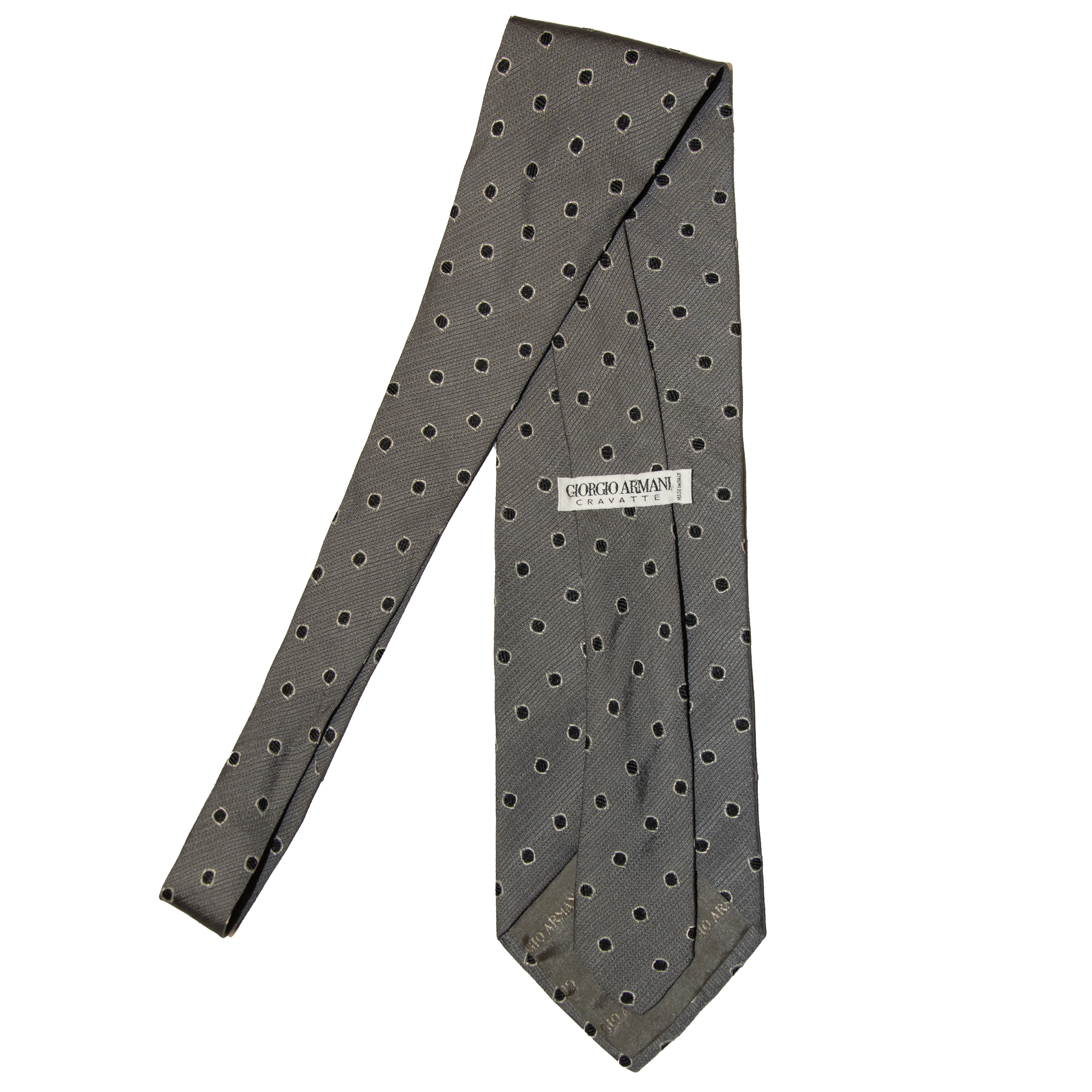 Armani Grey Black Polka Dot Tie