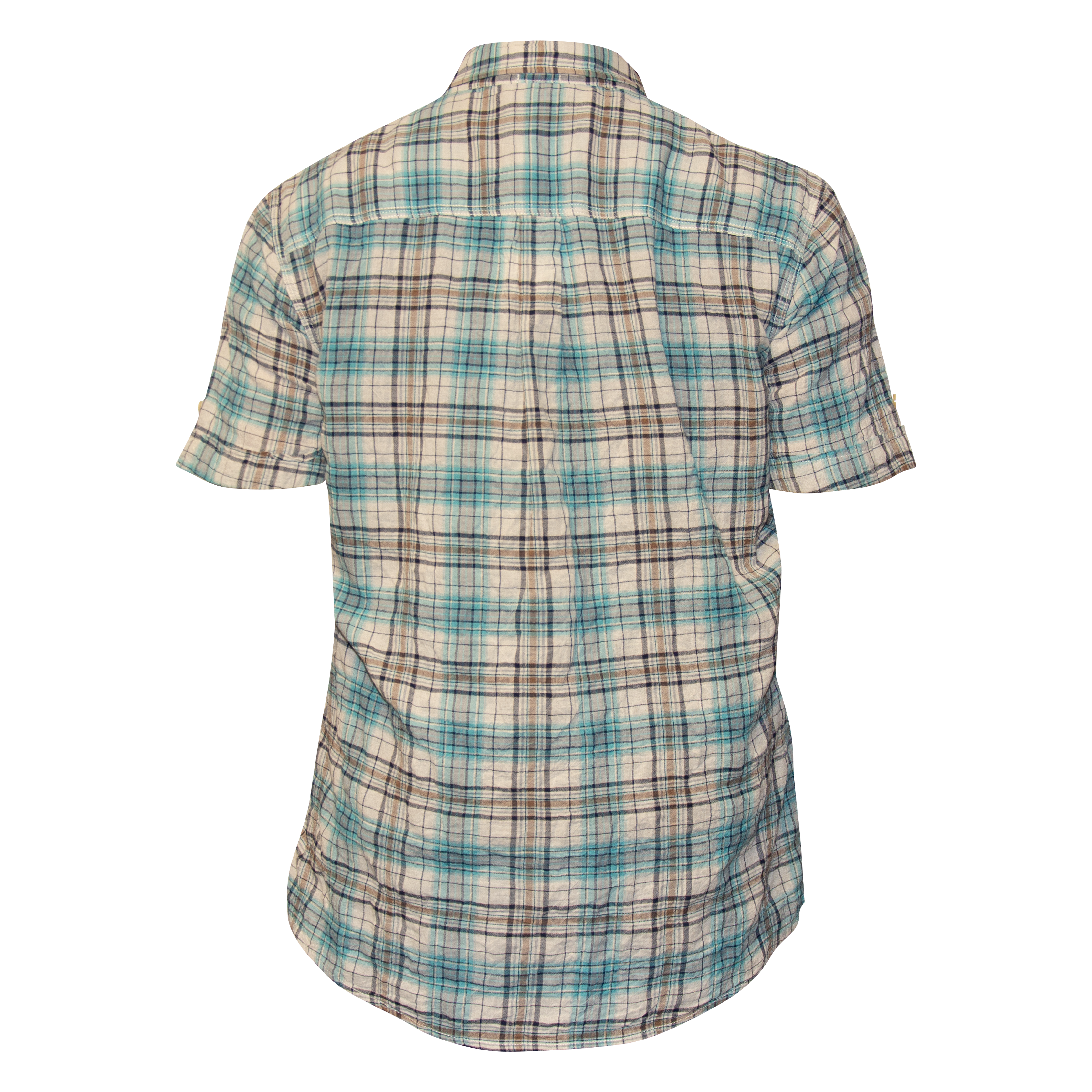 Armani Jeans Teal Plaid Short Sleeve Shirt