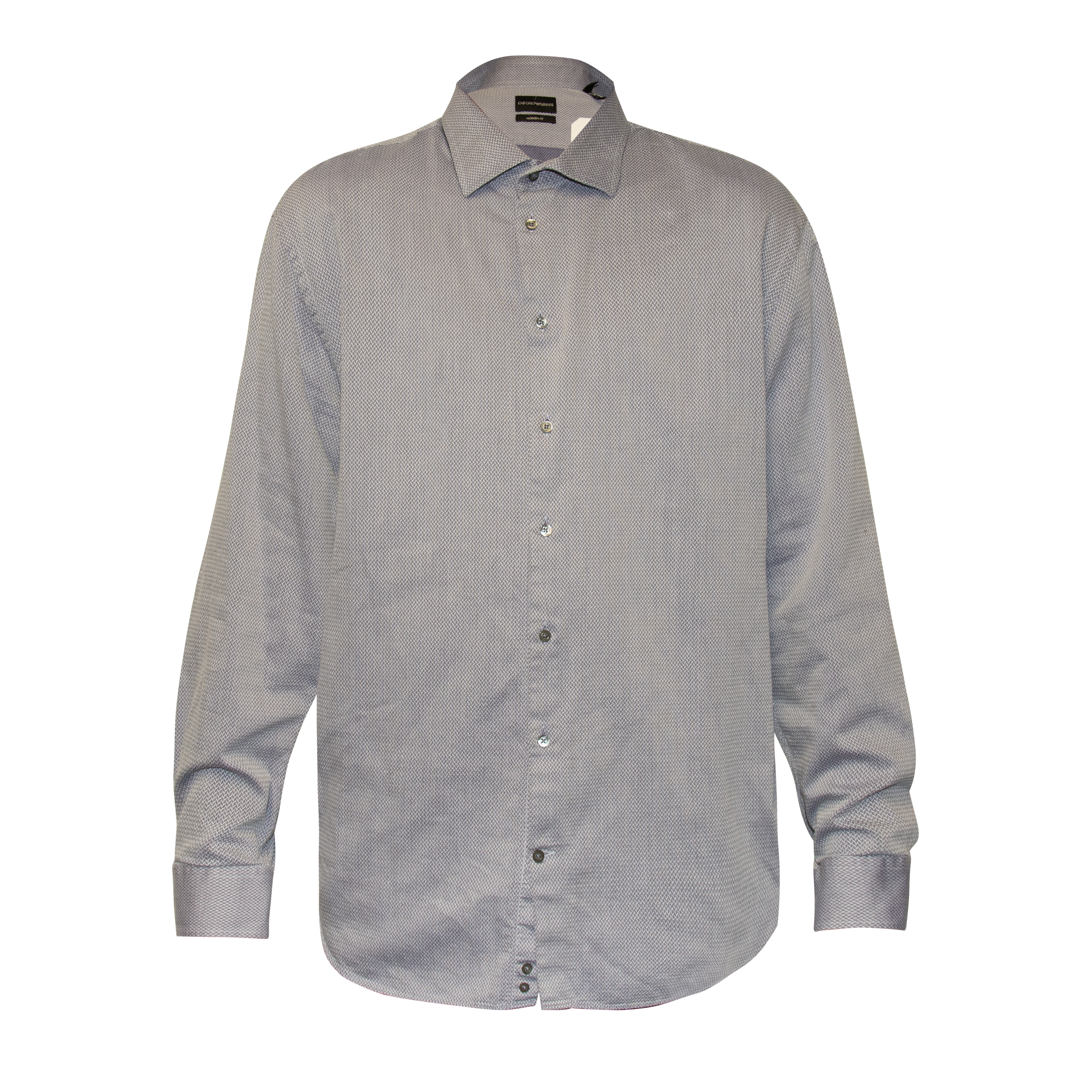 Armani Light Grey Knit Button Up Shirt