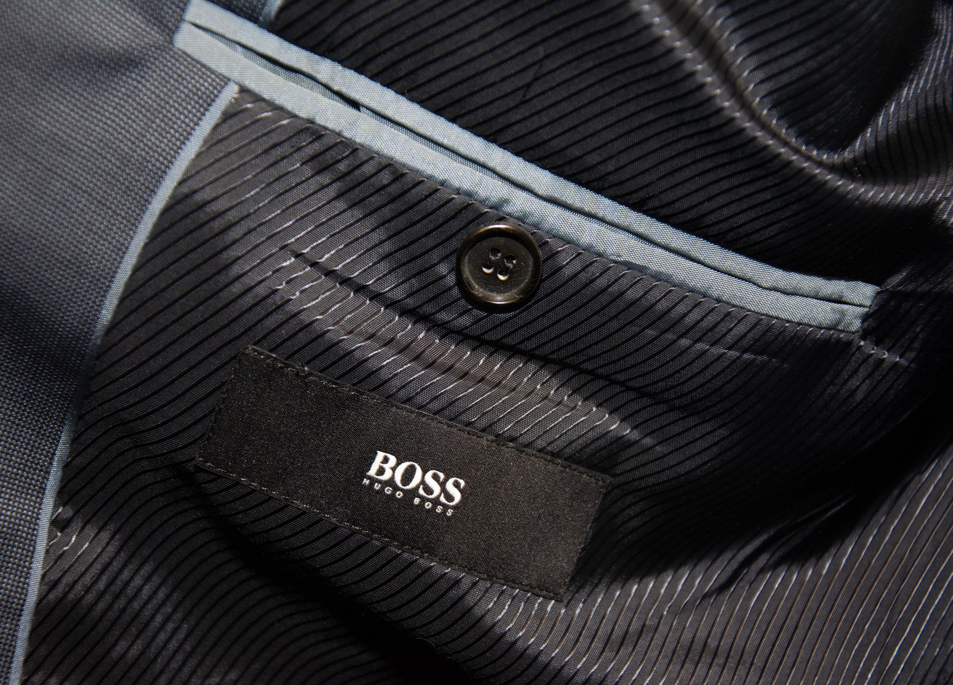 Boss Hugo Boss Grey Blue Textured Blazer