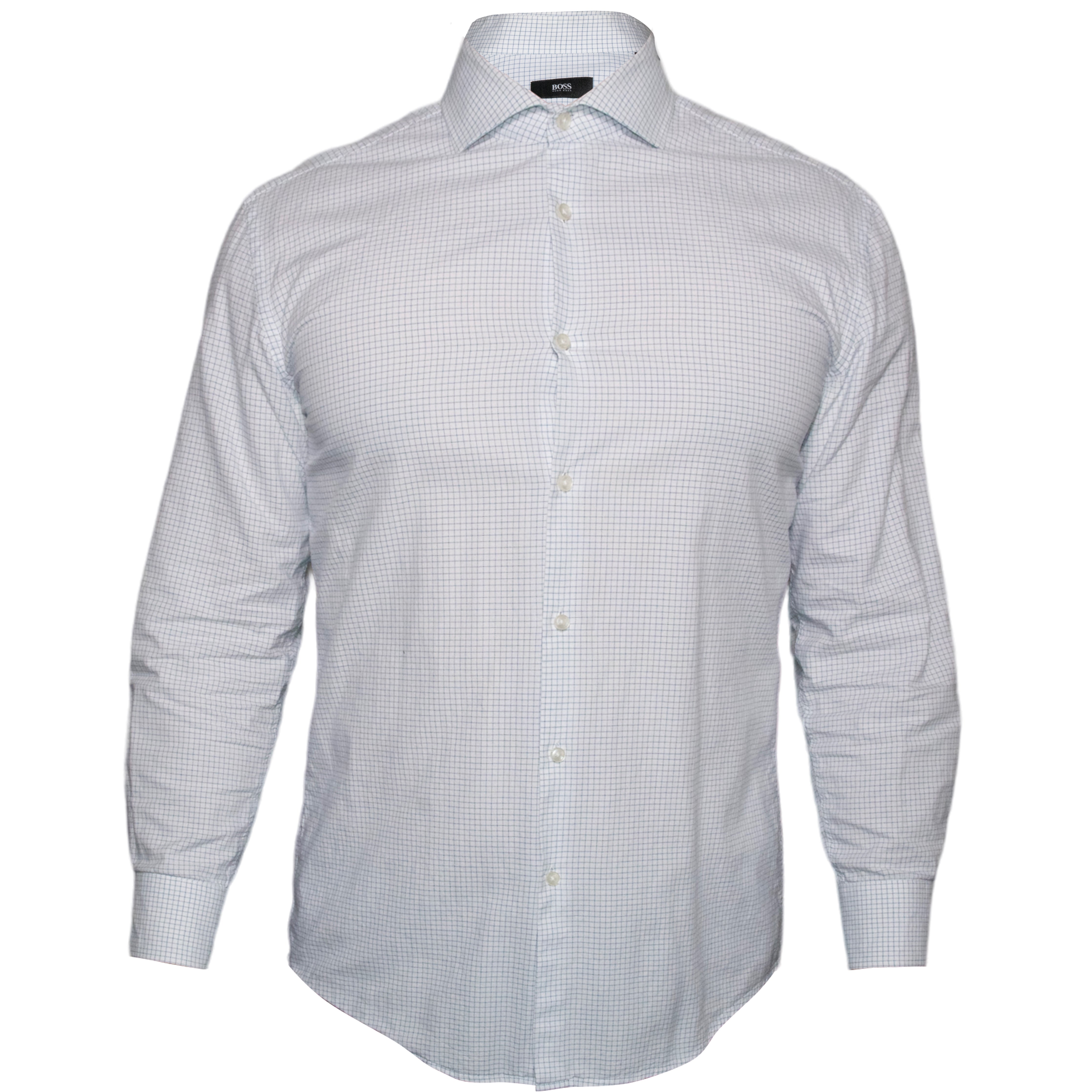 Boss Hugo Boss White and Blue Grid Shirt