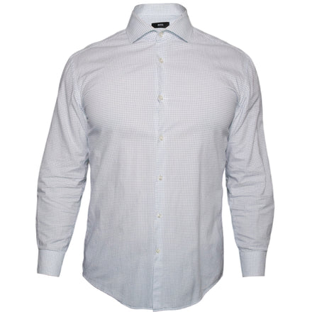 Boss Hugo Boss White and Blue Grid Shirt