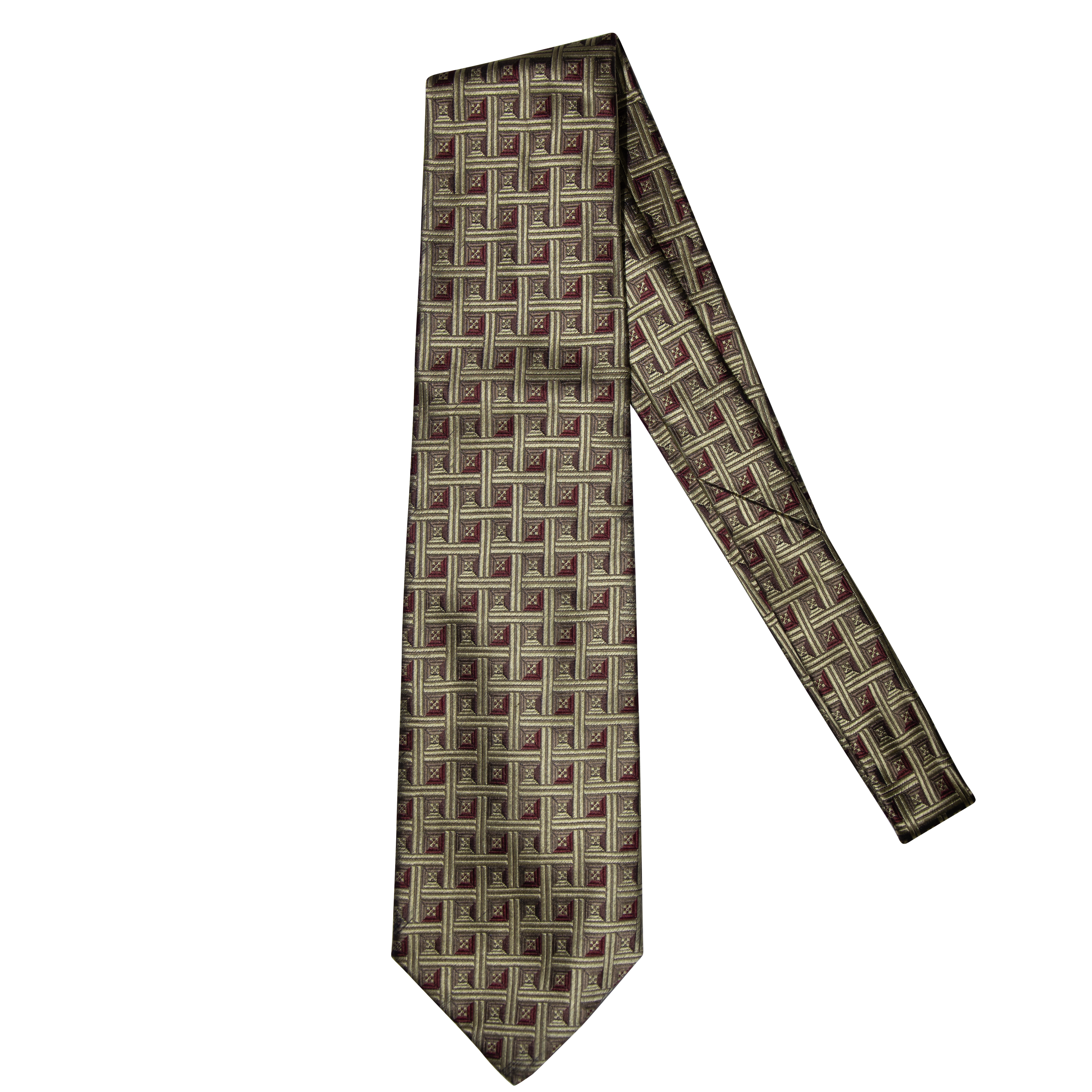 Christian Dior Gold and Red Pattern Tie