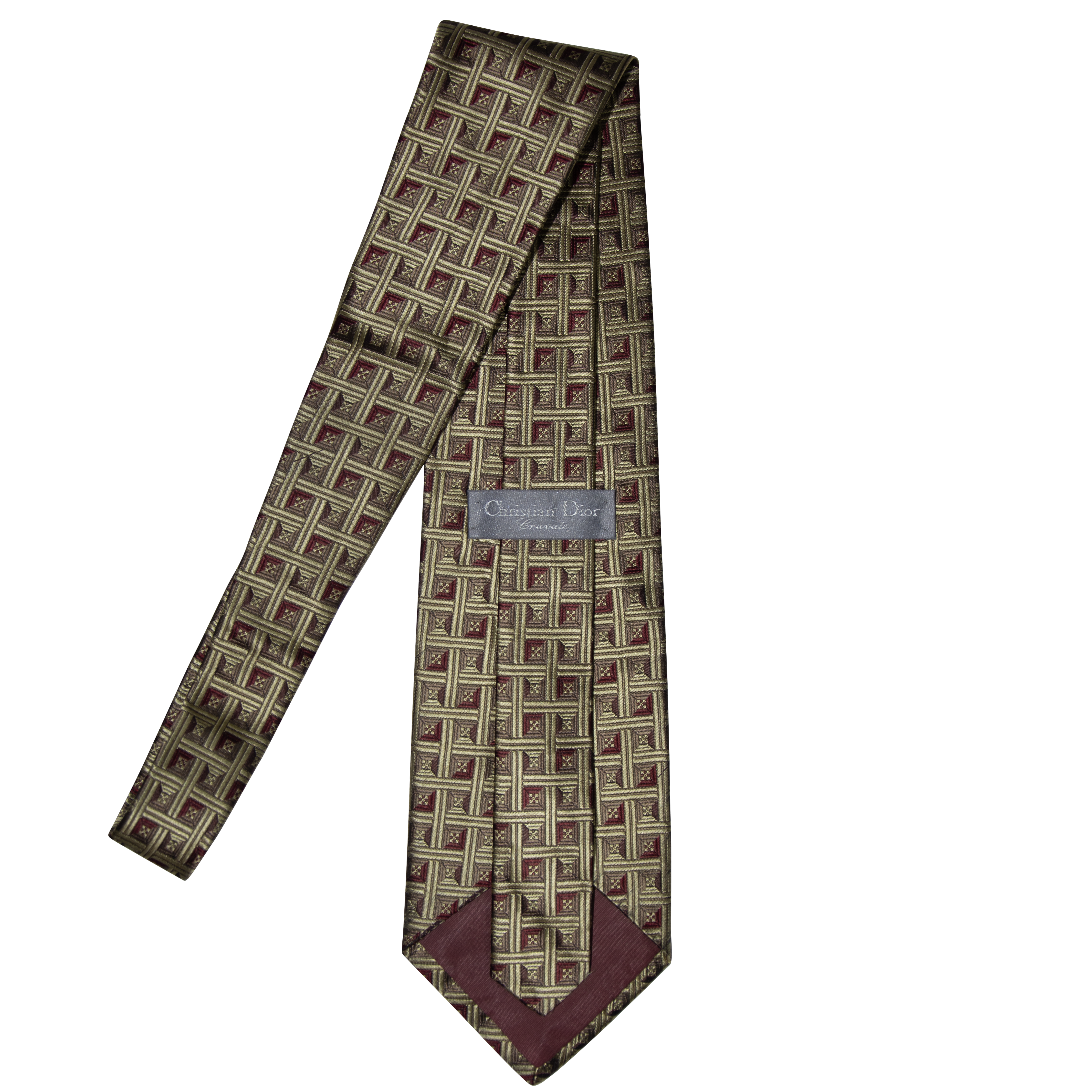 Christian Dior Gold and Red Pattern Tie