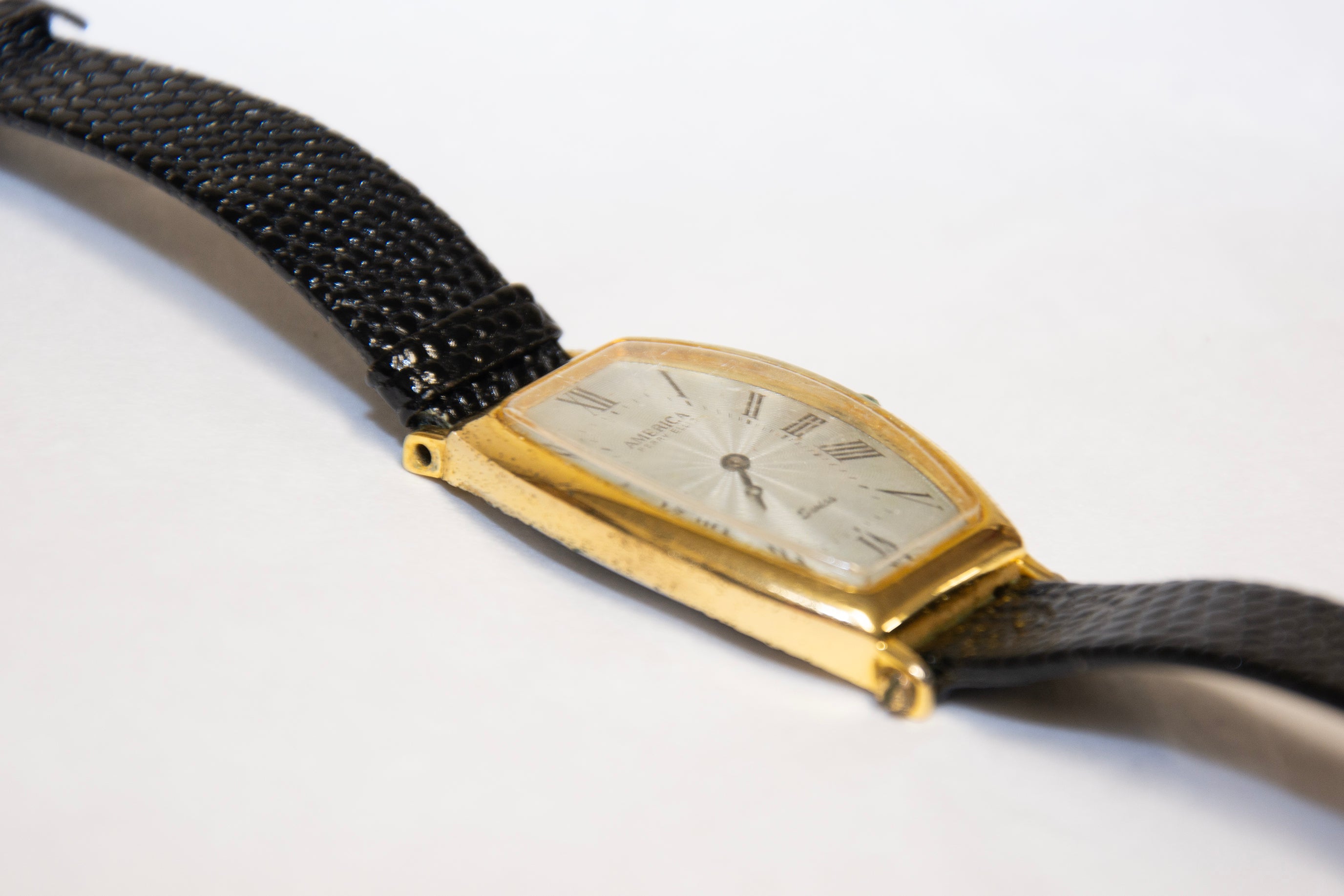 Oblong Surrealist Black Leather Band Watch (SOLD OUT)