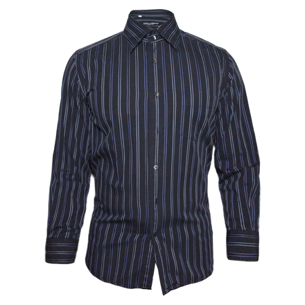 Dolce & Gabanna Black and Blue Striped Button Up