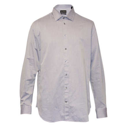 Emporio Armani Grey and Light Blue Textured Button Up Shirt (SOLD OUT)