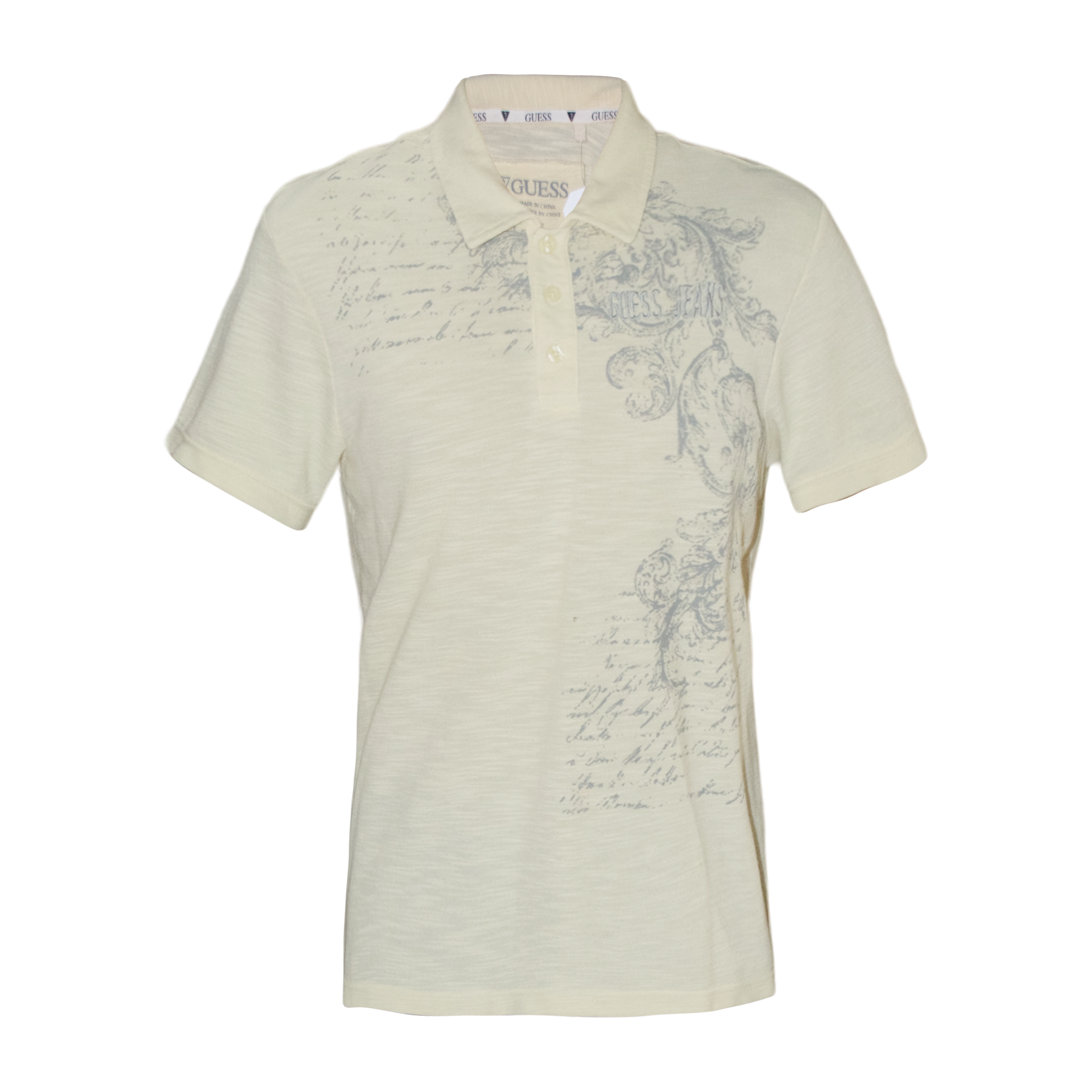 Guess Cream Screen Print Polo