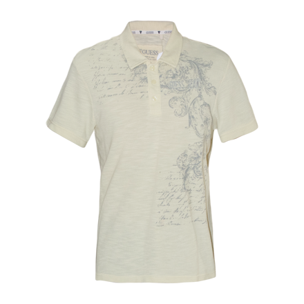 Guess Cream Screen Print Polo