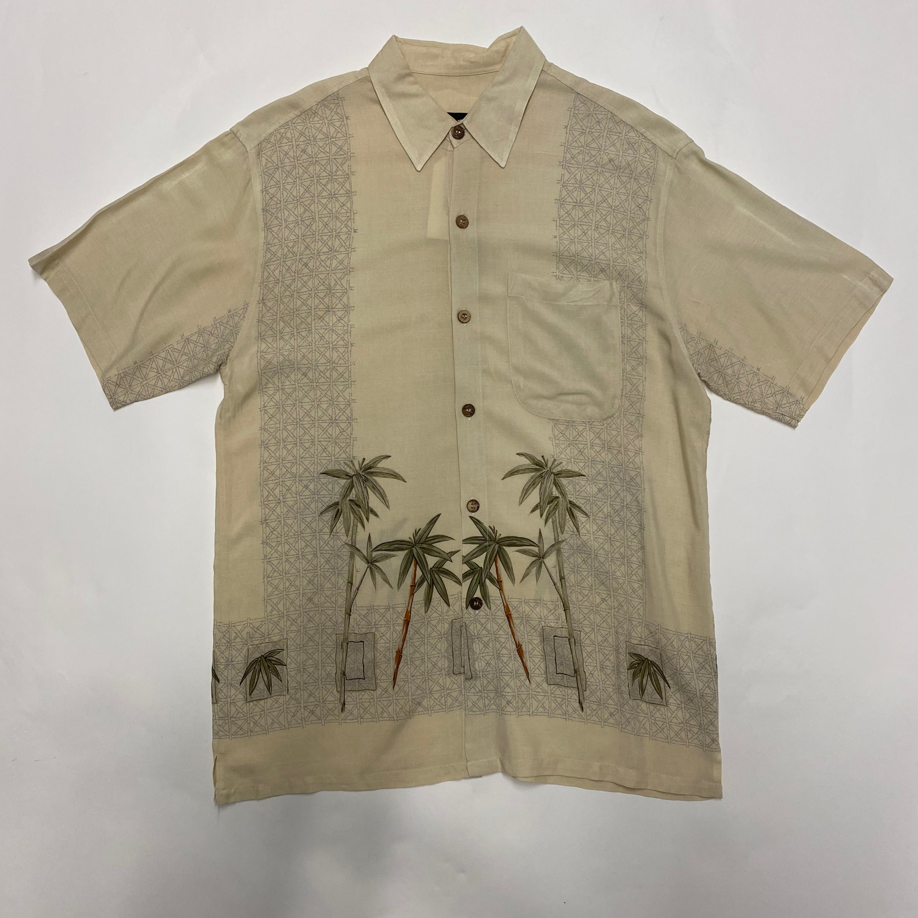 CAV Select - Beige Bamboo Short-Sleeve Button-Up Shirt