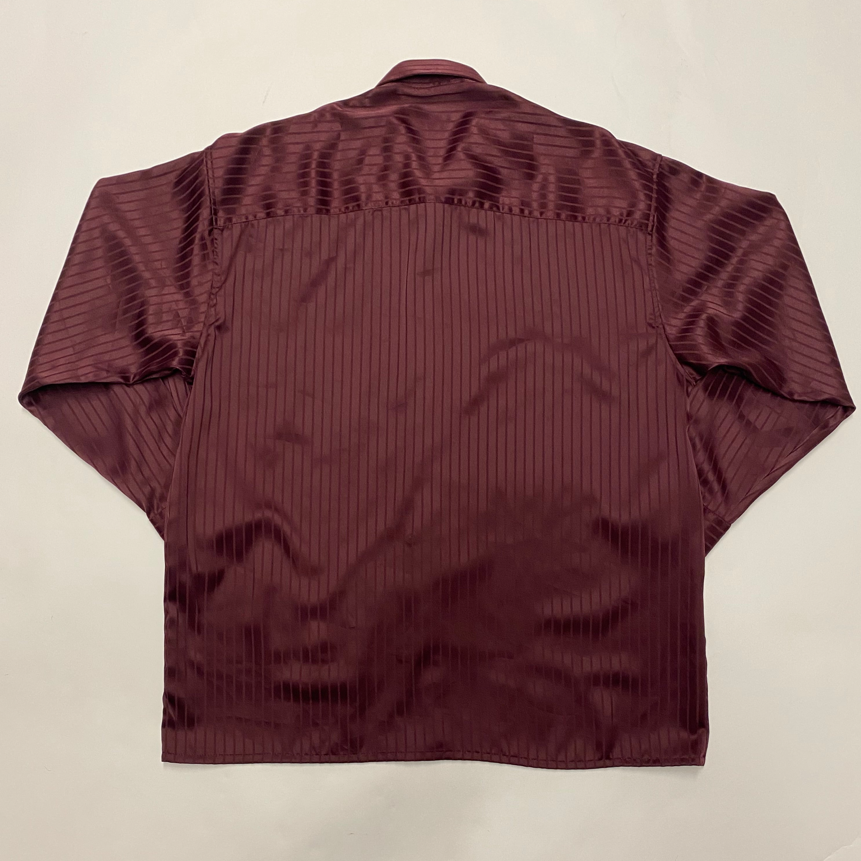 CAV Select - Burgundy Satin Long-Sleeve Dress Shirt