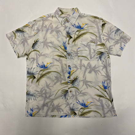 CAV Select - Cream Hawaiin Leaf Short-Sleeve Button-Up Shirt