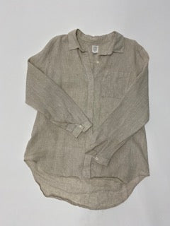 CAV Beige Linen Long-Sleeve Button-Up Shirt