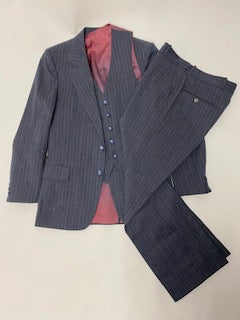 CAV 3-Piece Grey Stripe Wool Suit - 46 R