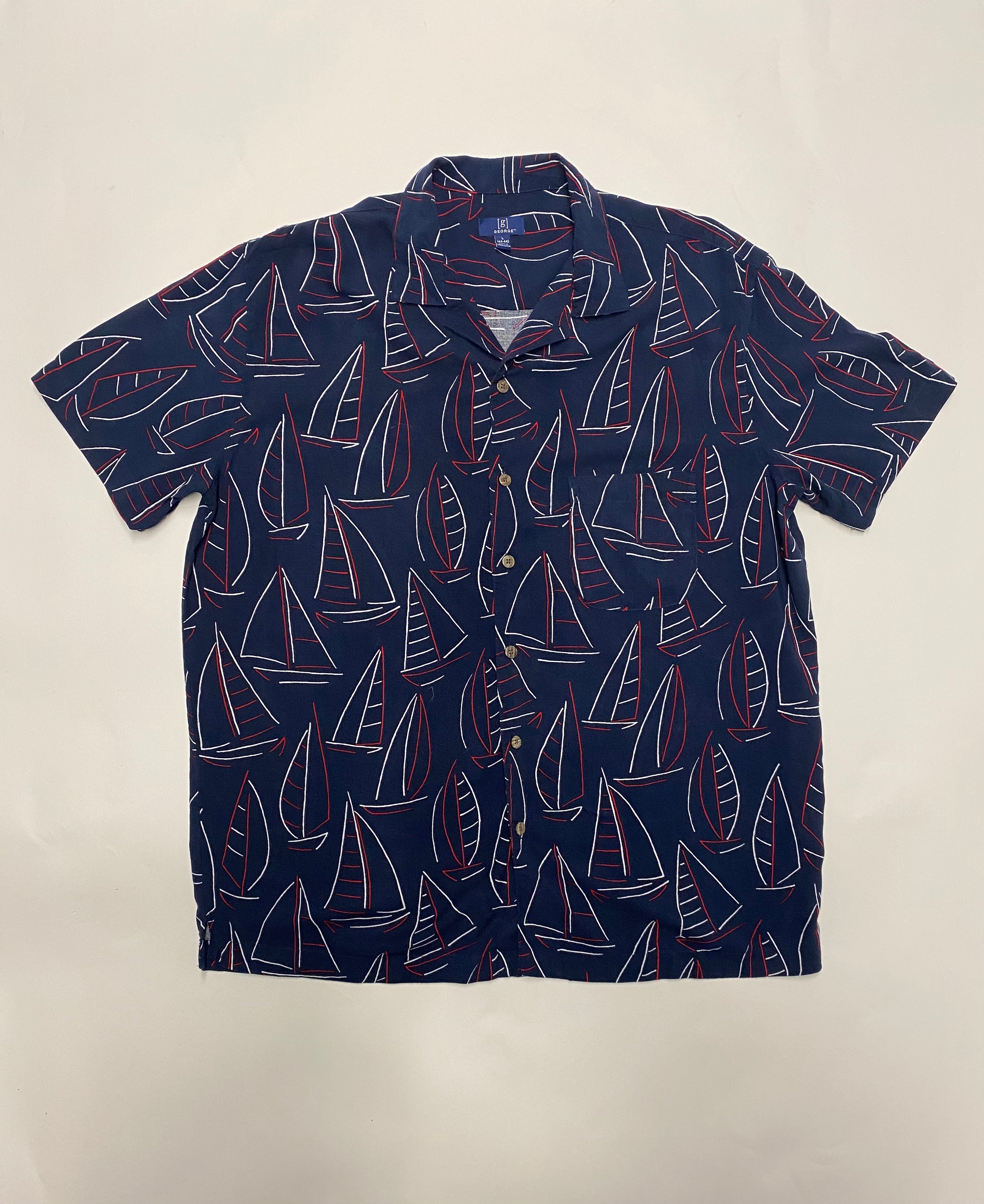 CAV Select - Navy Short-Sleeve Button-Up Boat Shirt