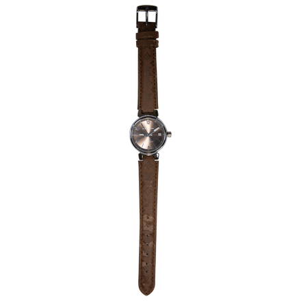 Louis Vuitton Brown Monogram Leather Strap Watch