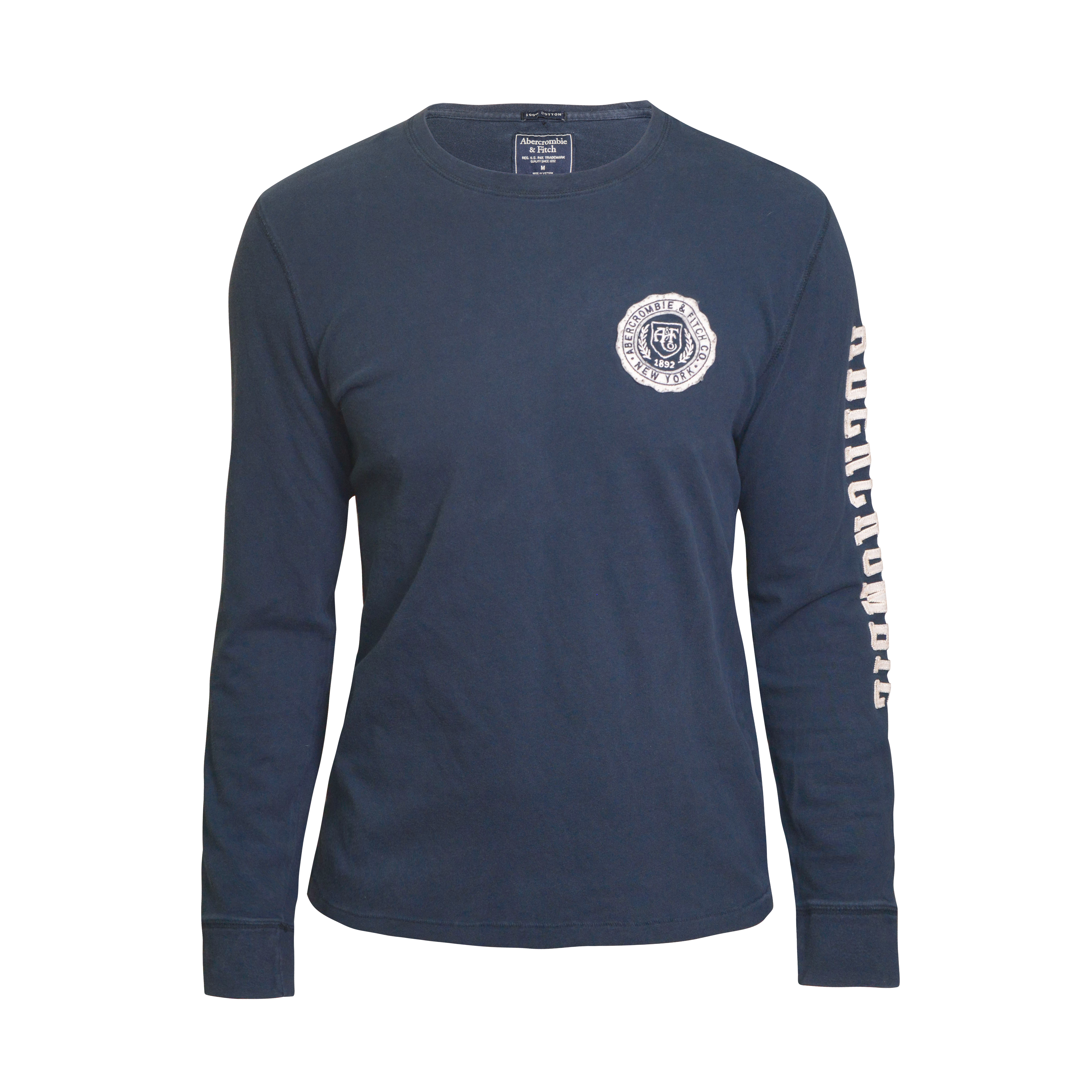 Abercrombie Dark Blue Chest Logo Long Sleeve T-Shirt