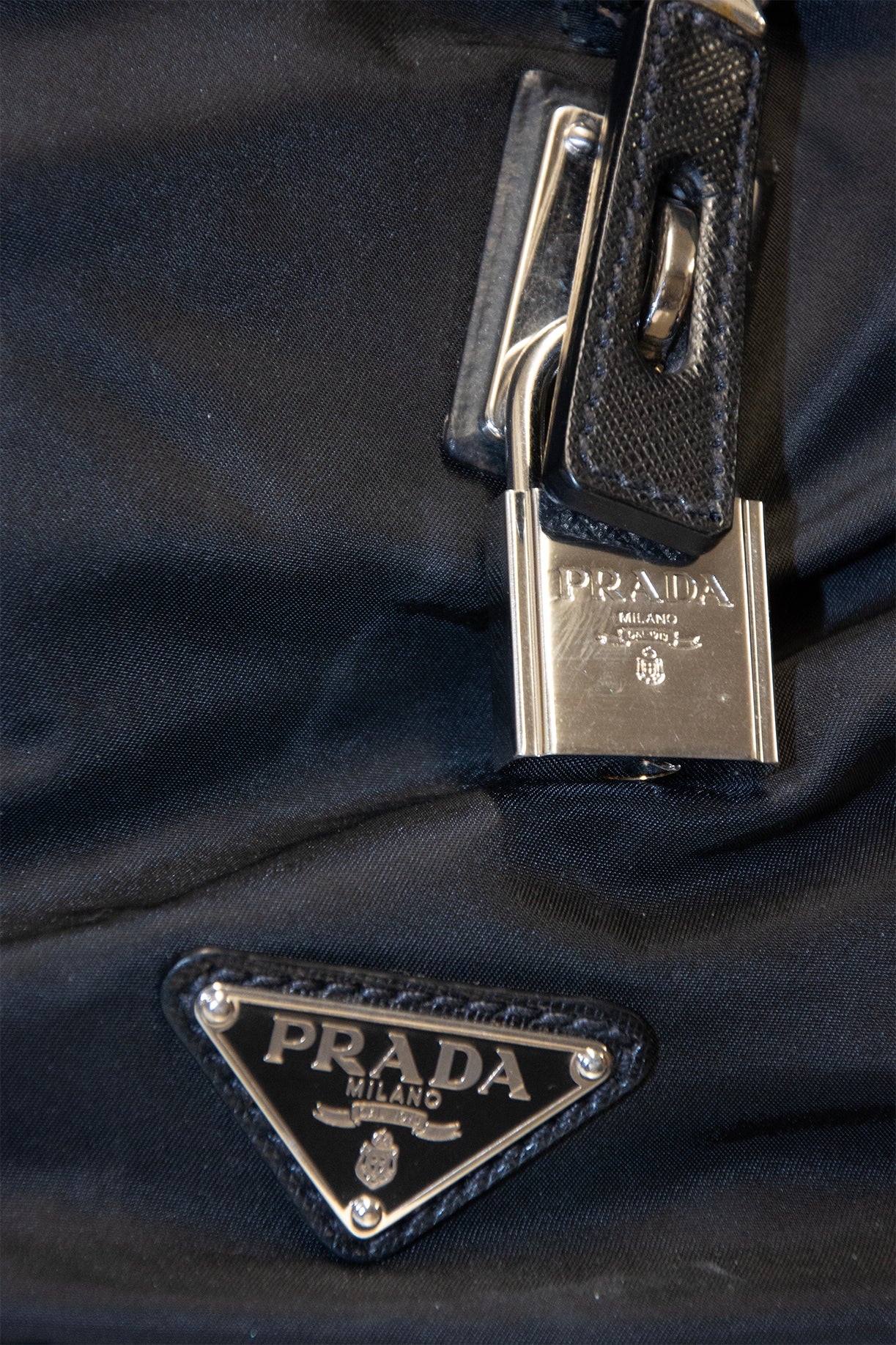 Prada Large Black Leather Saffiano Travel Bag