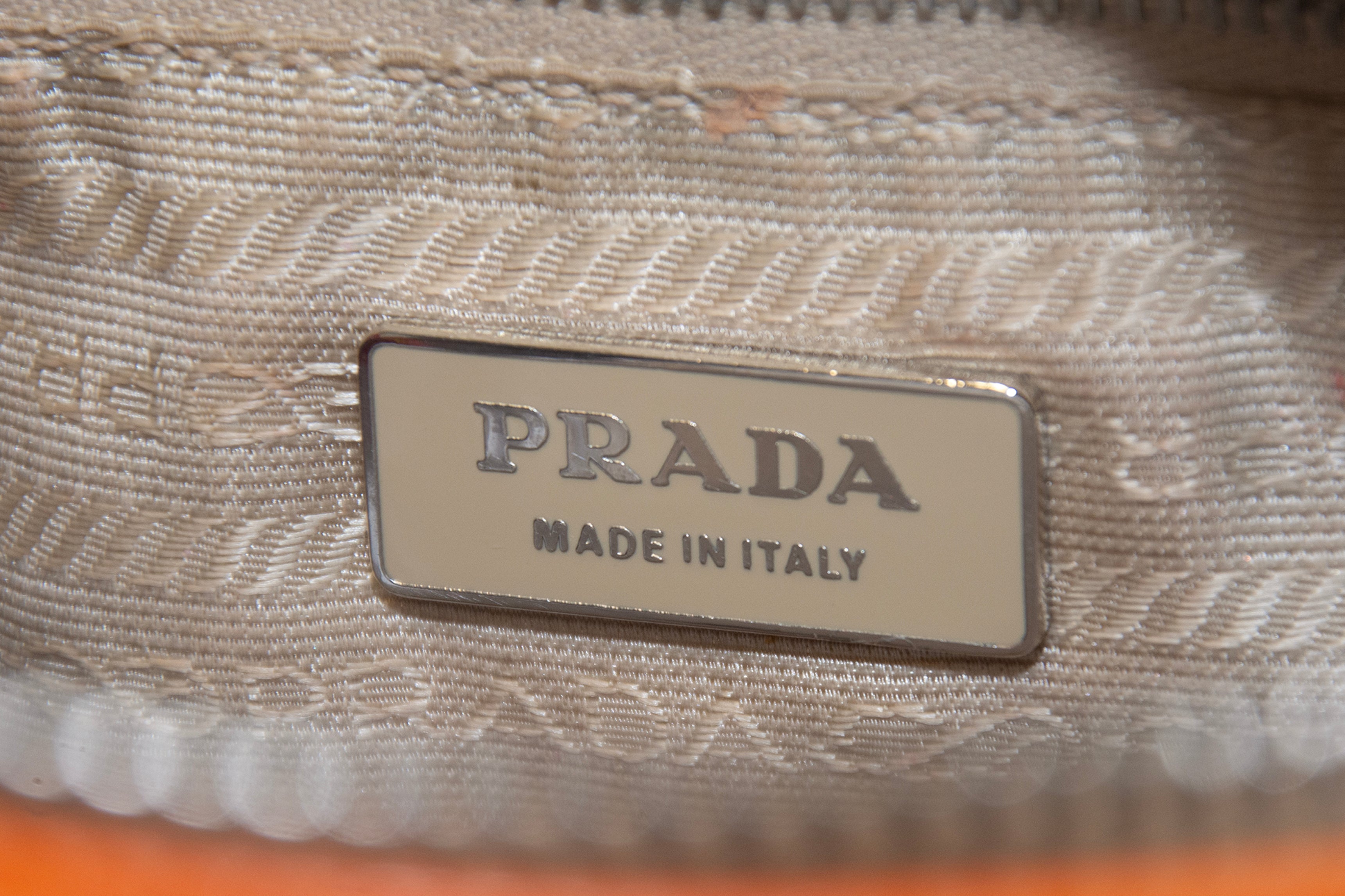 Prada Y2K Tessuto Nylon Orange Leather Trim Shoulder Bag