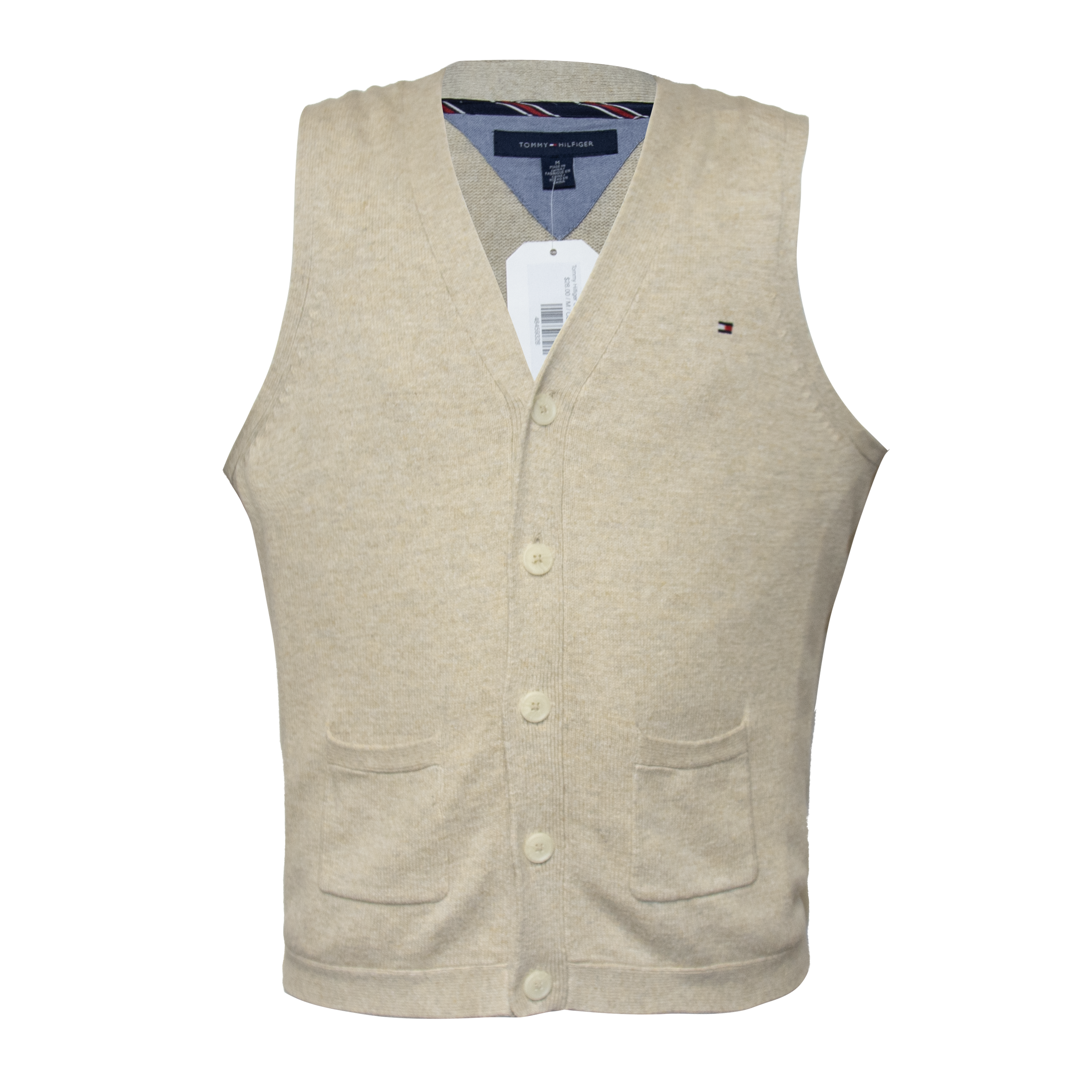 Tommy Hilfiger Oatmeal Cardigan Knit Sweater Vest